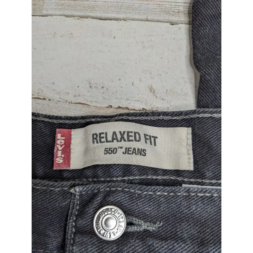 Vintage LEVI'S 550 Jeans 36x36 (35X35) Relaxed Fit  Black Tapered Denim Y2K‎